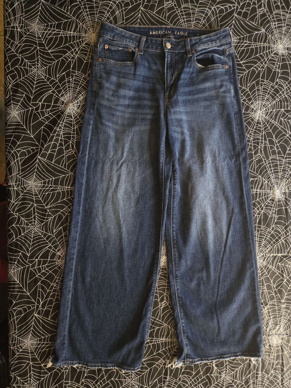 American Eagle Outfitters Dark Blue Wide-Leg Jeans Size 6